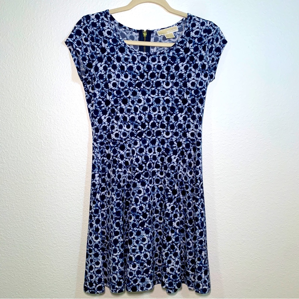 NEW Michael by Michael Kors Blue Dye A-Line Fit and Flare Dress Petite Short